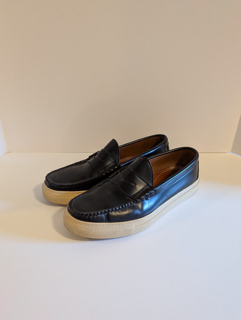 Oak Street Bootmakers Men's Black Margom Sole Beefroll Penny Loafers Size 12 D